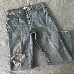 MADEWELL Distressed Straight-leg Blue Jeans